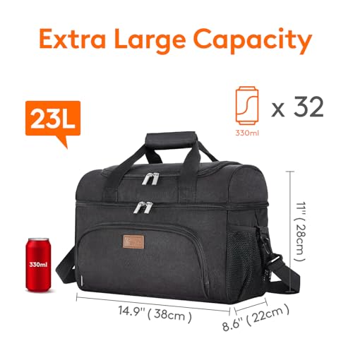 Image of Lifewit Insulated Cooler Bag, 32 /48 Can Large Leakproof Beach Cooler, Lightweight Portable Double Layer Soft-Sided Travel Ice Chest for Camping, Kayaking, Road Trips, Grocery Shopping