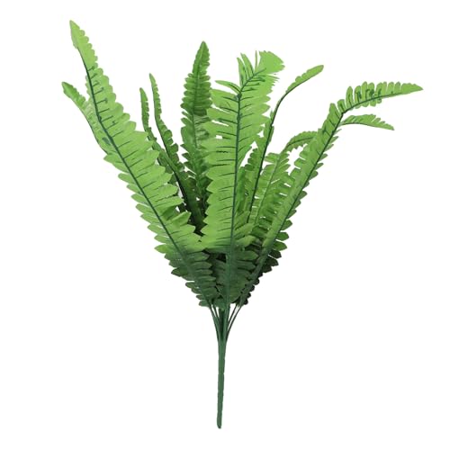 Helecho de Boston Realista, Material Plástico de Larga Duración, Hojas de Plantas de Helecho Artificial Fuerte y Lavable para Decoración de Jardín de Oficina en el Hogar (18 Ramas)