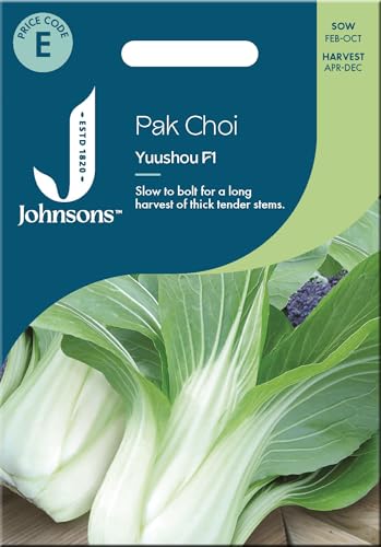 Johnsons Pak Choi 'Yuushou F1' Seeds for Planting UK – Fast-Growing, Bolt-Resistant – Baby Leaf & Mature Heads – Average175 Seeds for UK Gardens - Asian/Chinese Vegetable