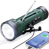 Hand Crank Flashlight, 3000mAh NOAA Weather Radio Flashlights with 3 Way Power Sources, Wind Up Flashlight Hand Crank Cell Phone Charger, Portable Radio AM/FM with Reading Lamp for Emergency/Outdoor