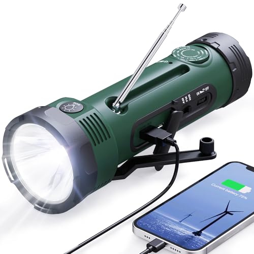 Hand Crank Flashlight, 3000mAh NOAA Weather Radio
