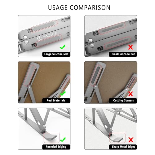 Image of Babacom Silver Adjustable Laptop Stand with 360 Rotating Base for Desk, Foldable Aluminum Ergonomic Laptop Holder Compatible with MacBook HP Dell Lenovo Acer ASUS Laptop Stand for 10 to 17 Inch Size