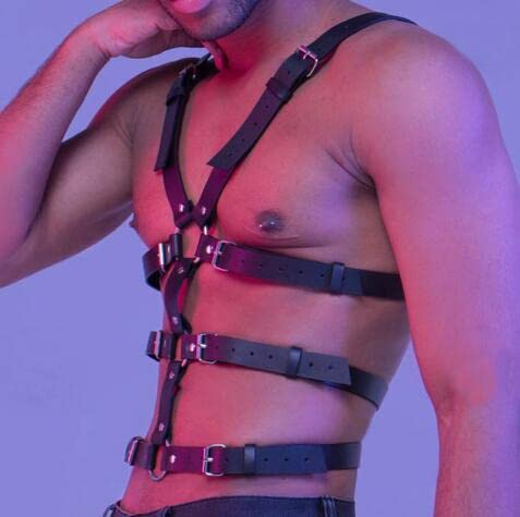 Fstrend Men's Leather Chest Harness Black Strap Belt Fashion Rave Body Accessory4