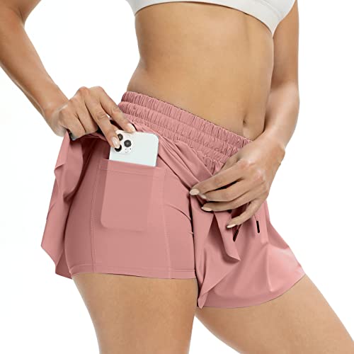 Image of Flowy Athletic Shorts for Women Gym Yoga Workout Running Biker Spandex Butterfly Tennis Skirts Cute Clothes Summer