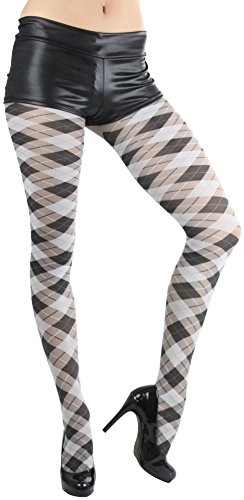 Image of ToBeInStyle Women's Argyle Checkered Diamond Rhombus Net Opaque Sheer Tights Pantyhose