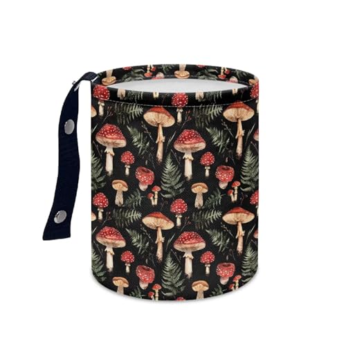 Image of Renewold Waterproof Car Trash Can Garbage Can Trash Bin Car Trash Hanging Vehicles Boat Camping Picnic Storage Organizer Bag Red Mushroom Leaves Foldable Automotive Accessories Women Men Gift