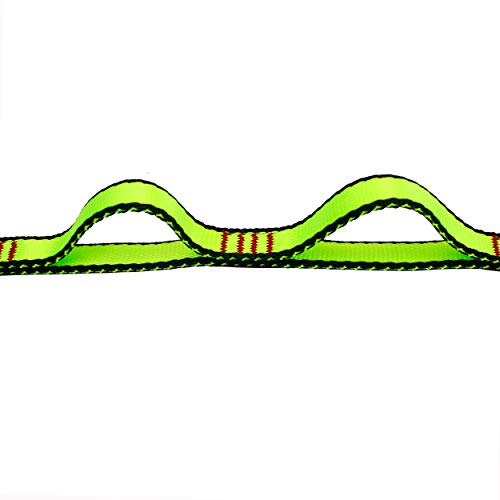 Geelife Daisy Chain Rope 2 pcs Looped Strong Straps 23 kN Climbing Lanyard Nylon Daisy Chains Multi Loop Aerial Yoga Webbing Sling 53 Inches (Green)
