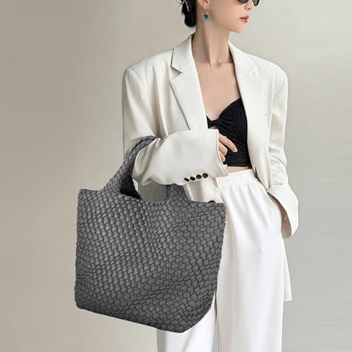 Image of JINMANXUE Fashion Woven Bag Shopper Bag Travel Handbags and Purses Women Tote Bag Large Capacity Shoulder Bags