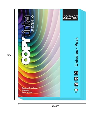 Image of BRUSTRO Copytinta Coloured Craft Paper A4 Size 80 GSM Mint Blue Shade (Cielo), 60 Sheets Pack | Double Side Colored, Ideal for Origami, Scrapbooking, Making Card, DIY Art & Craft.