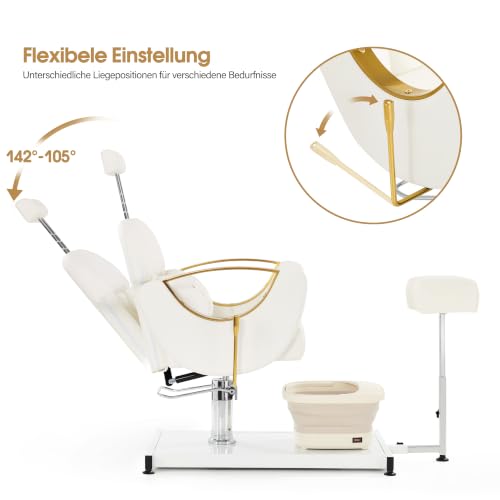 Silla de pedicura con bañera de pies y taburete regulable en altura 5