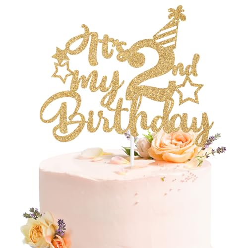 It's My 2nd Birthday Cake Topper, Two Sweet, Happy 2nd Birthday, Boys Girls Happy 2nd Bday Party Decorations