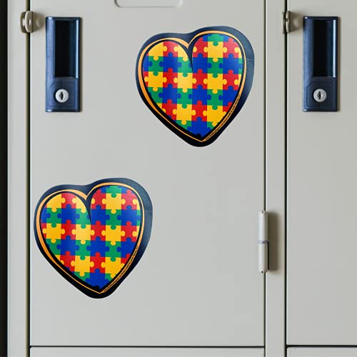 Cute Autism Awareness Puzzle Heart Shaped Car Magnet, Rainbow Magnetic Decal For Bumpers, Cars, Mailboxes Or Lockers, Pack Of 4 #TOP6