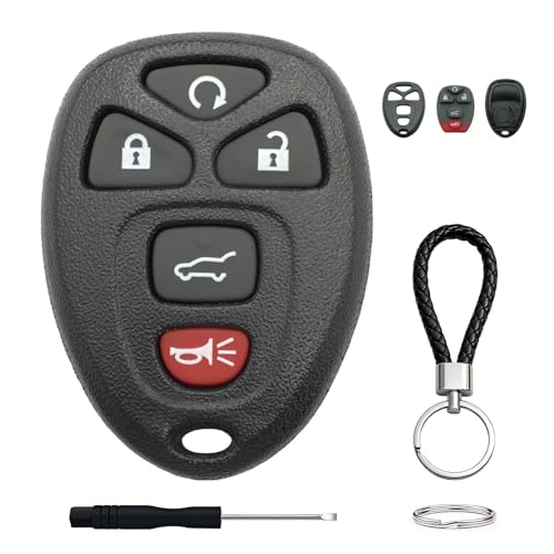 Key Fob Case for Chevy Traverse 2007-2016 Tahoe Suburban GMC Acadia Yukon XL Buick Enclave Cadillac Escalade Saturn Outlook Car Keyless Entry Smart Remote Shell Cover Replacement (Black)