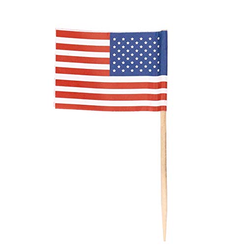 Oikabio 100 palillos de dientes con bandera americana, decoración para cupcakes, sándwich mini picks
