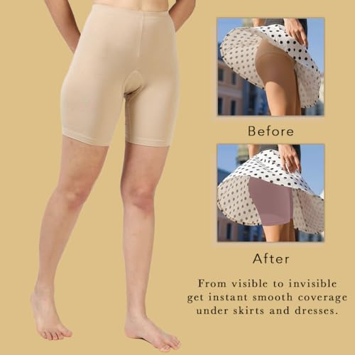Image of Lavos Women Under Dress Sports Cycling Shorts, Bamboo Cotton Activewear Yoga Gym Workout Anti-Bacterial Uniform, Elastic Mid Waist Shorties Tights for Womens and Young Ladies