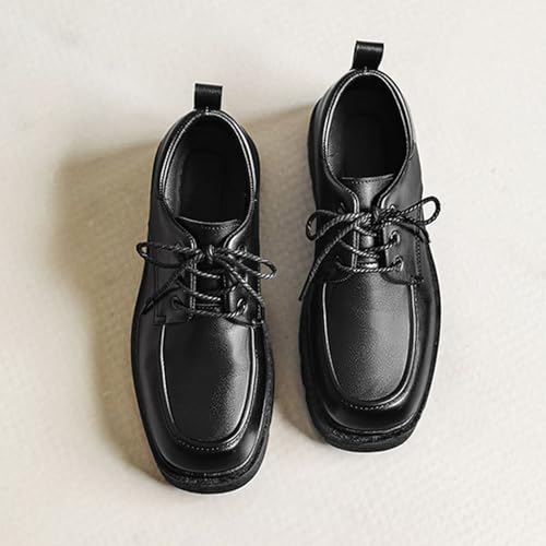Men's Lug Sole Classic Oxford Shoes Square Head Leather Chunky Platform Non-Slip Lace-Up Dress Work Shoes Fashion Casual Business Shoes4