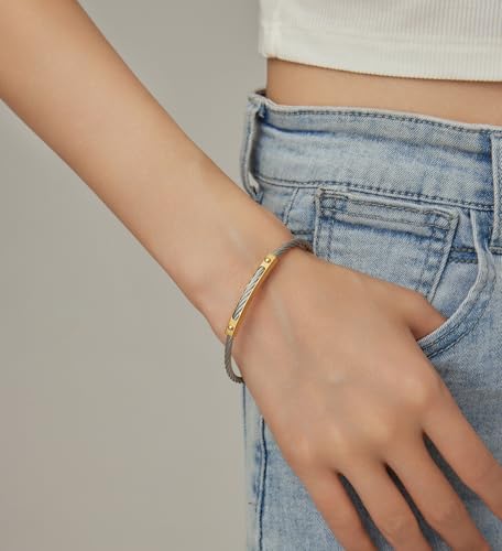 Cable Wire Twisted Cuff Bangle Bracelet For Women 14K Gold/rose/silver Stainless Steel Jewelry for Women Gift3