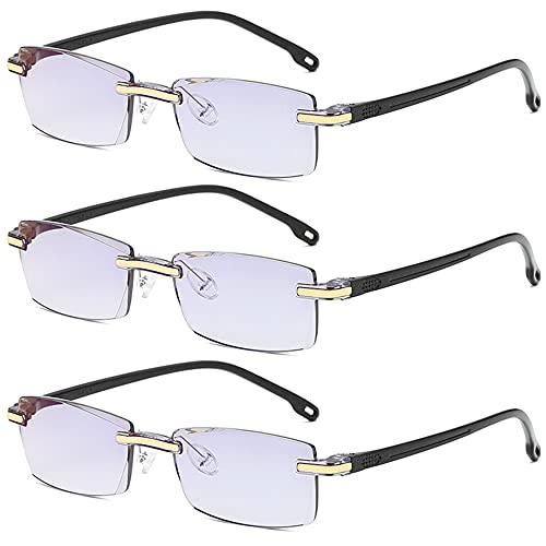 Image of AUGEN Blue Block Rimless Reading Glasses Gold Clear Unisex Free Size Power (+4.00, Pack Of 3)