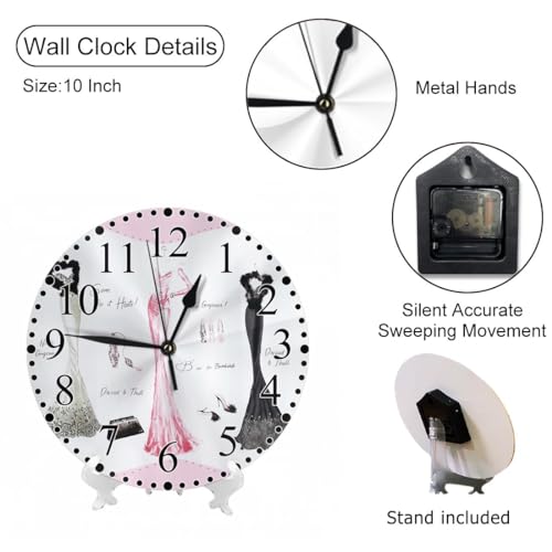 Reloj de pared analógico silencioso 10 pulgadas redondo miniatura 3