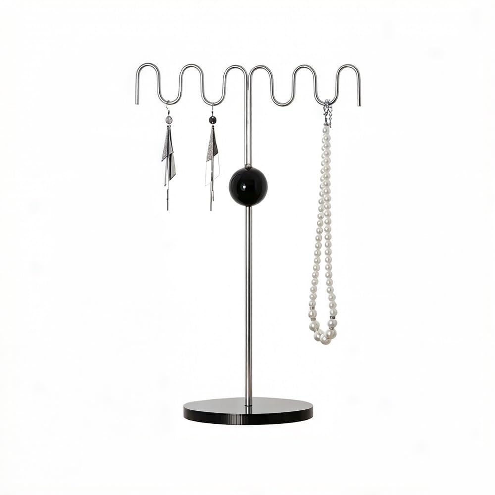 Uchwyt na biżuterię Vintage metalowy organizer na biżuterię stojak kolczyki | Naszyjnik do toaletki
