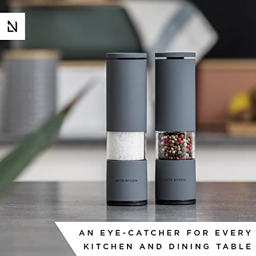 Lars Nysøm Salt And Pepper Mills Set Stainless Steel With Adjustable Ceramic Grinder 2 Pieces I Design Spice Mills Set Manual (Set Of 2, Cool Grey) #TOP5