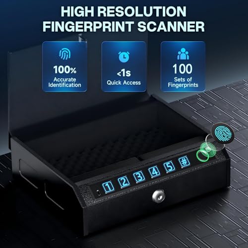 Image of Biometric Gun Safe for Handguns, Pistol Safe Fits 2-3 Handguns