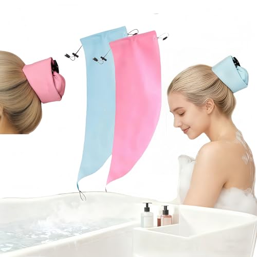 (2PCS) Crown Washing Shower Cap Ponytail Waterproof Hair Sleeve Reusable Ponytail Bathing Hat A Quick Root Refresh Shower Hair Wash Accessory for Your Pony Tail