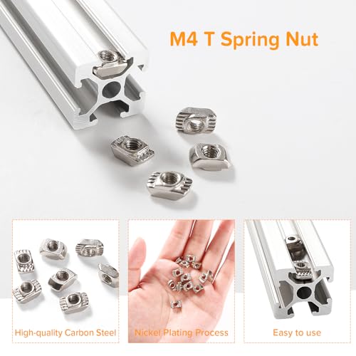 Lyeteung 70 Stücke 20 Serie M4 T-Nutmuttern, Hammerkopfmutter, Tropfen-in T-Nut-Muttern, für Europäische Standard 20 Serie T-Nut-Aluminium-Extrusionsprofil