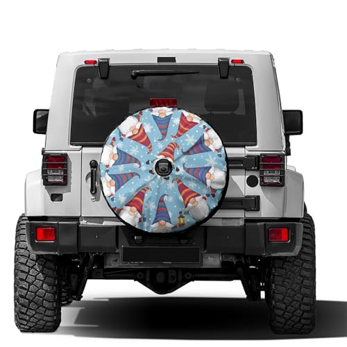 Image of Delerain Spare Tire Cover with Backup Camera Hole Funny Gnomes Wheel Covers Waterproof Dust-Proof UV Sun Universal Fit for Trailer RV SUV Truck (18 Inch for Diameter 32 inch-34 inch)