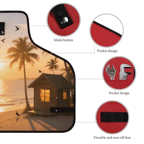 Delantal de trabajo Tropical Beach unisex con 8 bolsillos miniatura 3