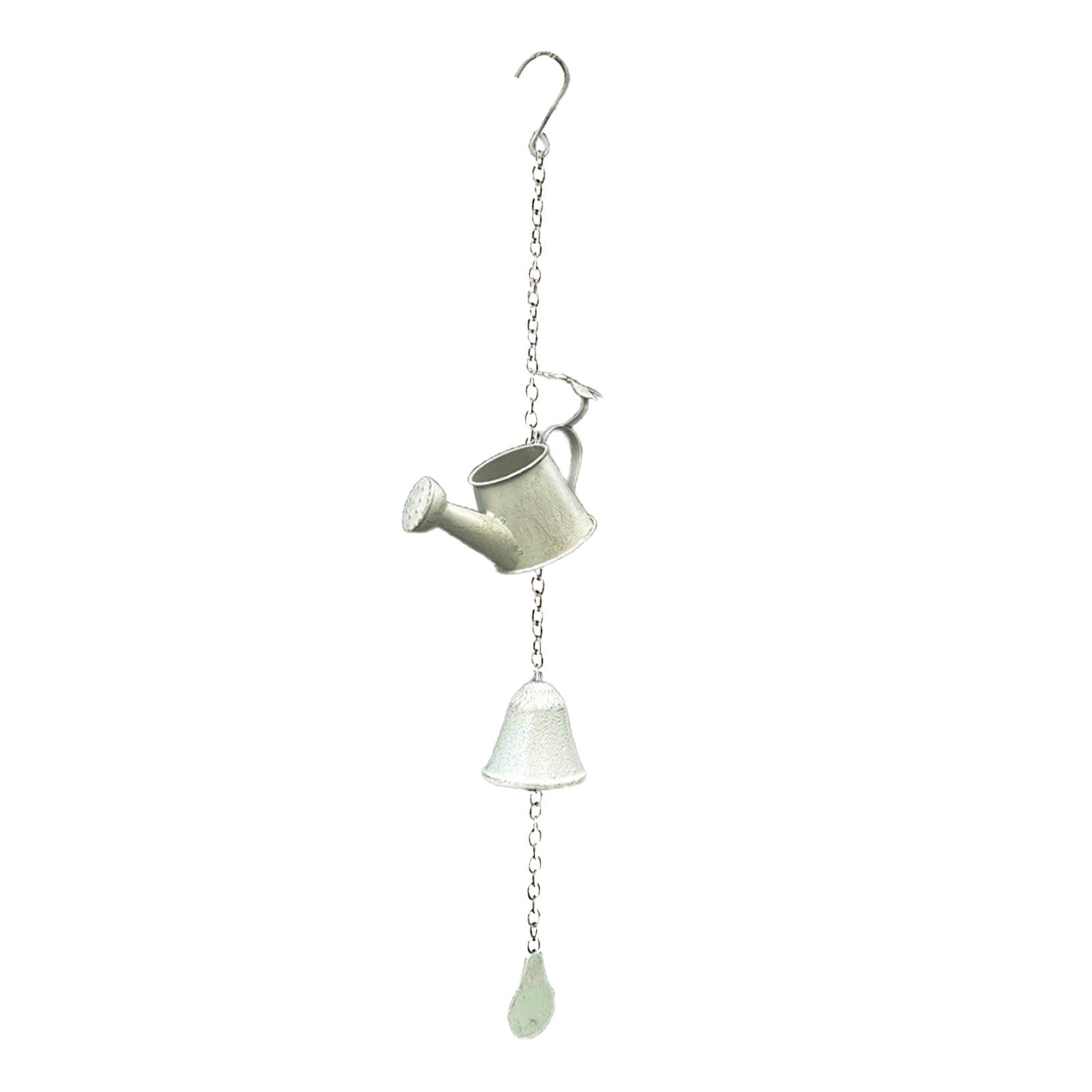 Carillon éolien en fer en forme d'arrosoir vintage blanc pour jardin