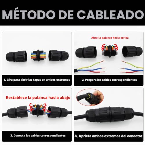 Miniatura 6 de Conector Ip66 Estancos, Ctricalver Empalmes Cables Electricos Estancos, 3 Polos Conector Estanco, Conectores Electricos Ip66 Para Diámetro De Cable De Ø6-12 Mm 5-Pack
