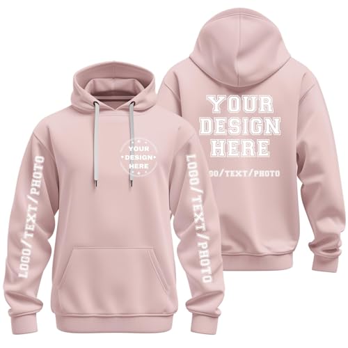 Sudadera con capucha personalizada diseña tu propio logotipo texto y foto en color rosa M