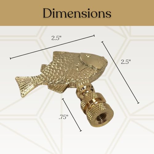 Image of Royal Designs, Inc. Sea Life Lamp Finial, Decorative Fish, Polished Brass, Replacement Finial for Table or Floor Lamps, Set of 2