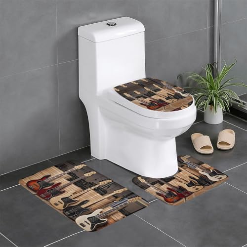 Alfombras de baño de guitarra confortables juego de 3 piezas absorbentes 2