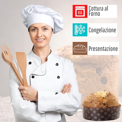 FAH, Low Panettone Moulds 500 g Premium Quality (20 Pieces), Professional Panettone Cups of Pure Cellulose Paper in Microwave - Image 4