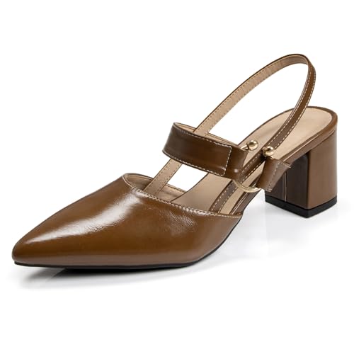 Pointed Sling Back Block Heels Women's Dress Strappy Chunky Heels Shoes for Women Closed Toe 2 Inch Low Heel Comfortable Party Slip on Mules Pumps