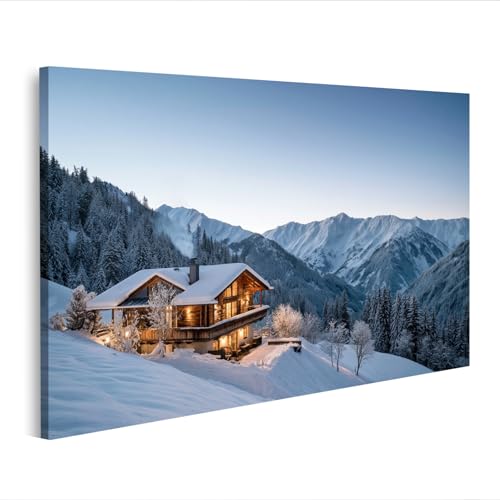 islandburner Quadro su tela Chalet innevato nelle montagne tirolesi come murale – E4