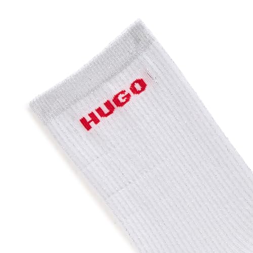 HUGO 2 pack lurex pattern socks, white rice, 6-94