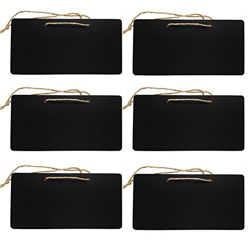 Mini Chalkboards Signs - Erasable Rectangle Small Chalkboards Blackboards Display for Message Board Hanging Signs, Set of 6