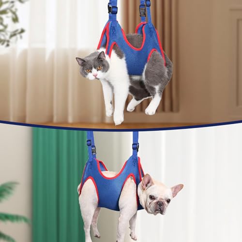 Pet Grooming Hammock and Harness for Dogs and Cats - Nail Clipping, Bathing, Cutting Loop (S), Blue and Purple - Image 4