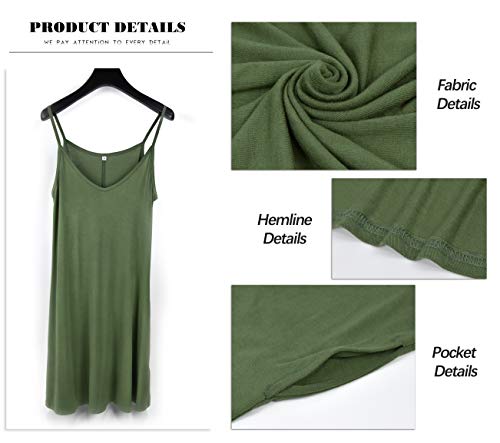 Image of MISFAY Women's Summer Spaghetti Strap Casual Beach Cover Up Dress with Pockets