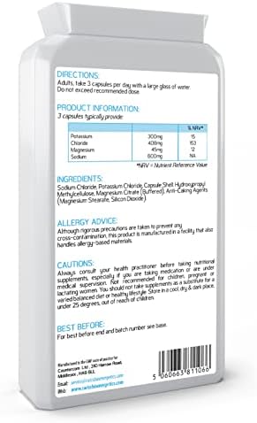 Keto & Fasting Electrolytes - 120 Capsules - Advanced Rapid Rehydration Formula with a Balanced Magnesium, Sodium, Potassium & Chloride Blend - Suitable for Ketogenic Diets - Vegan Friendly - UK Made