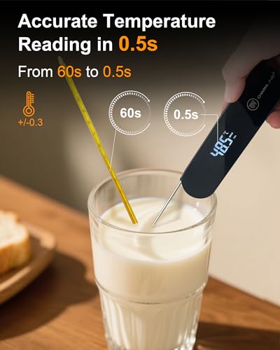 Image of Charmline 0.5 Sec Instant Read Meat Thermometer Digital, 180 Auto-Rotating Display LED, Food Thermometer for Cooking, Baking and Grilling, Dual Battery Design for Longer-Lasting Performance