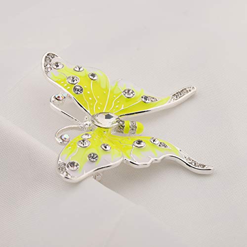 Image of FEELMEM Crystal Rhinestone Butterfly Brooch Pin Blue Color Butterfly Brooches for For Women Wedding /Banquet /Birthday Party