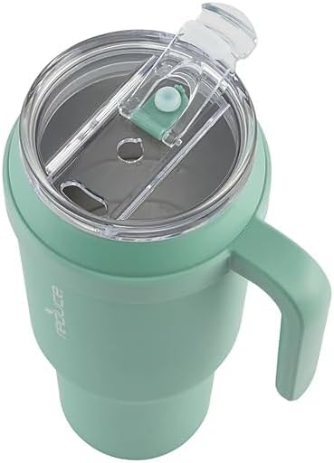 REDUCE 50 oz Mug Tumbler with Handle & Straw - Stainless Steel with Sip-It-Your-Way Lid - Keeps Water Cold up to 50 Hours - SweatProof, Dishwasher Safe, BPA Free - 2 Pack, Green / Beige - Image 7