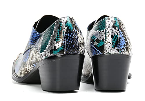 Mens Oxfords Casual Dress Shoes Genuine Leather Metal Square Toe Snakeskin Texture Derby Fashion Prom Wedding Formal Business Shoes Western Party Singer Heel Tuxedo Shoes for Men3