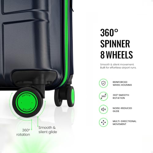 Image of SNITCH Blink Cabin Size Blue Polycarbonate Hard Travel Suitcase - Trolley Bag Small & Luggage with 8 Wheels, Premium Lock, Wet & Dry Pouch & Free Shoe Bag