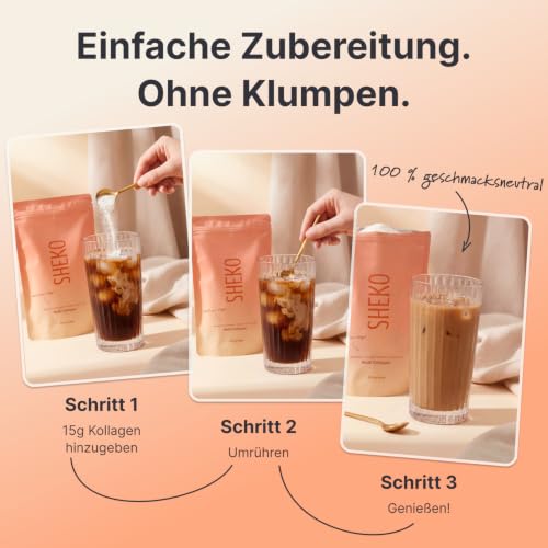 SHEKO Kollagen Pulver 450g – Collagen Hydrolysat Peptide Typ 1, 2, 3 – Ansicht 6