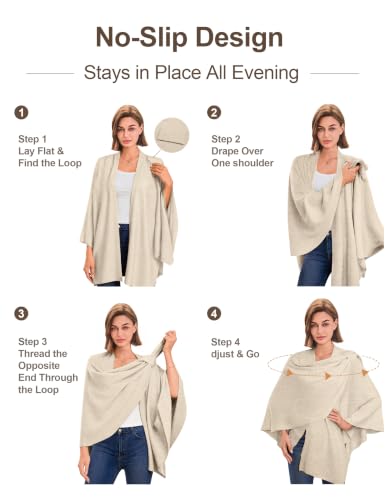 Image of PULI Womens Cross Front Poncho Shawl Wrap Elegant Wedding Formal Gift